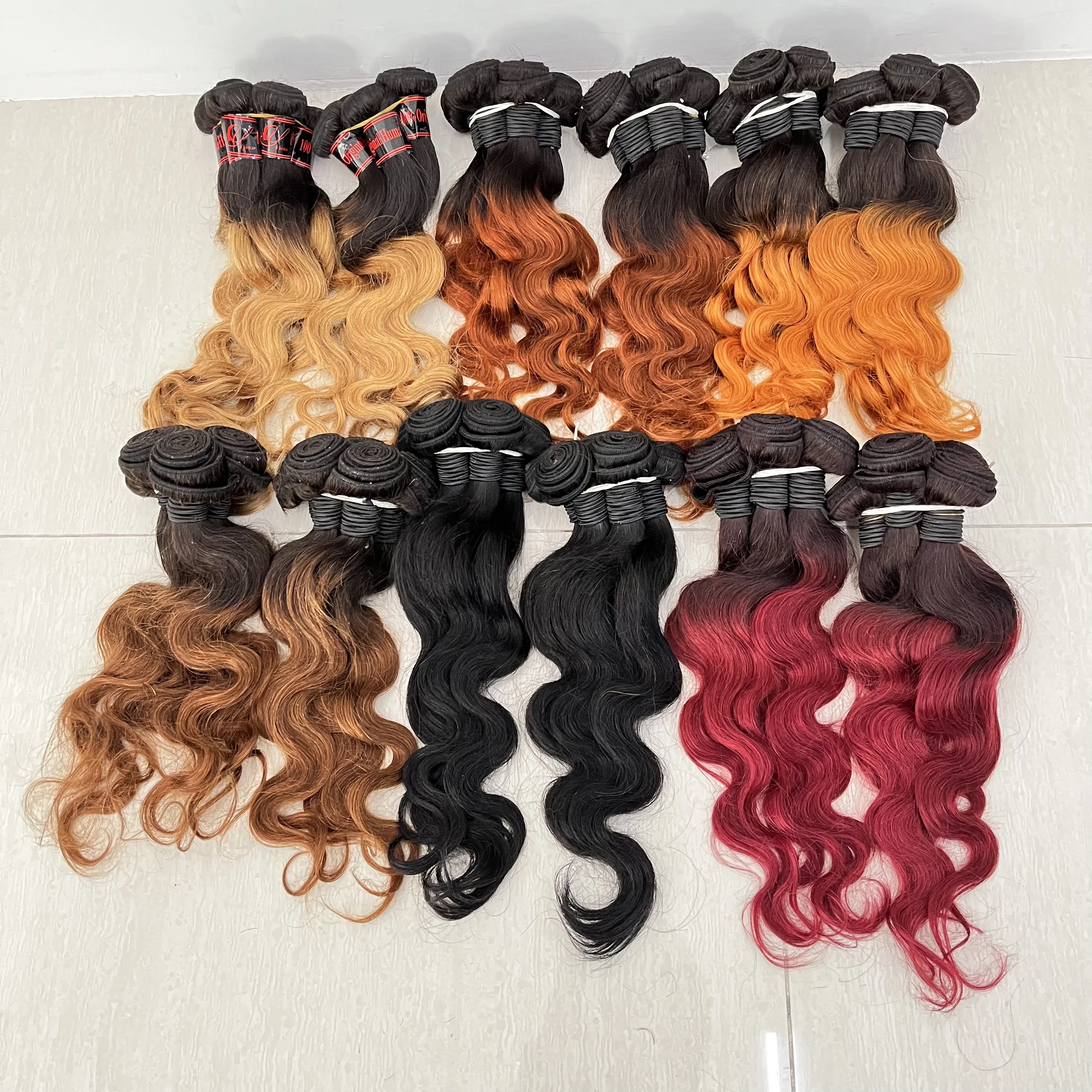 

Letsfly brazilian human hair weave body wave different Color Hair 20PCS/Lot Virgin Hair Bundles For Black Woman