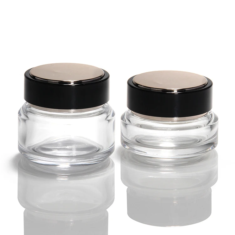 

Custom Printed Luxury Square Transparent Glass Cream Jar Cosmetic Cream Jar With Lid