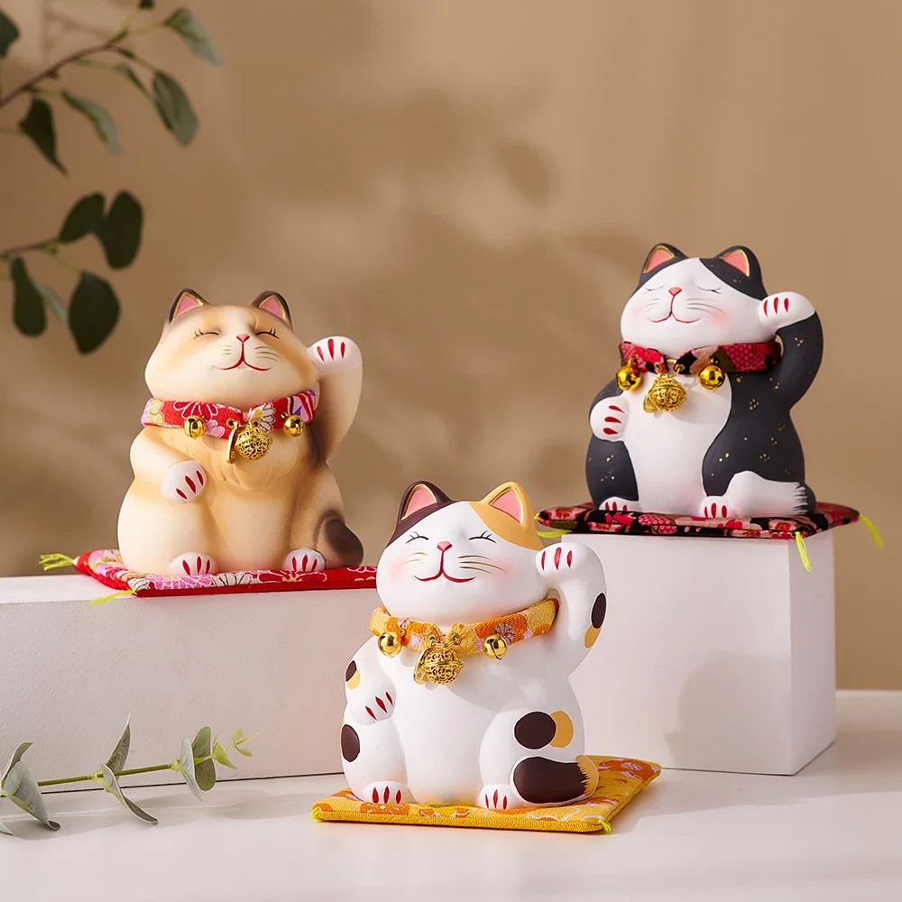 

Ceramic sculpture home decoration Chinese style puppet mat lucky cat ornaments