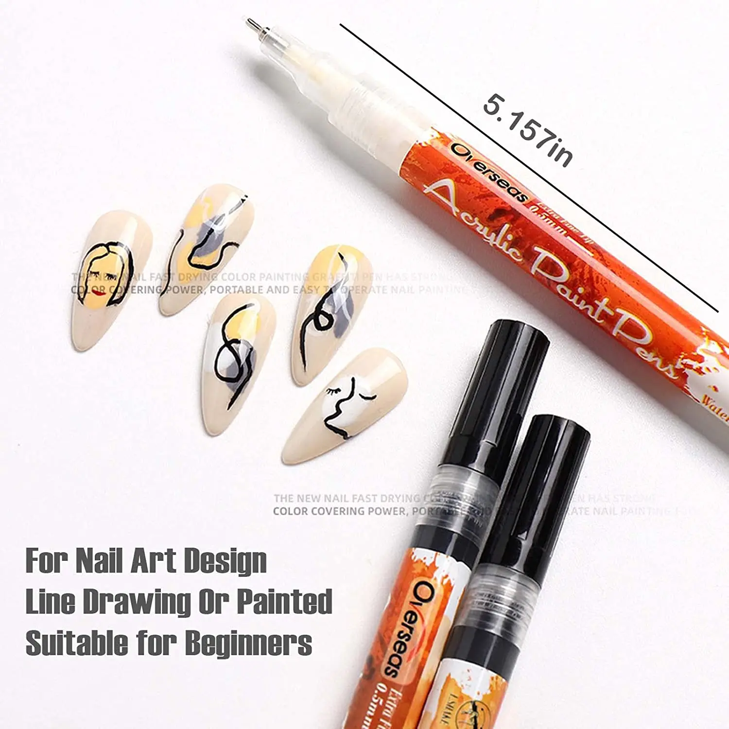 

Quick Dry DIY Flower 4 Colors Gold Drawing Painting Beauty Tool Abstract Liner Brushes Fine Tip Nail Art Graffiti Pen Brush Set, Gold silver black and white