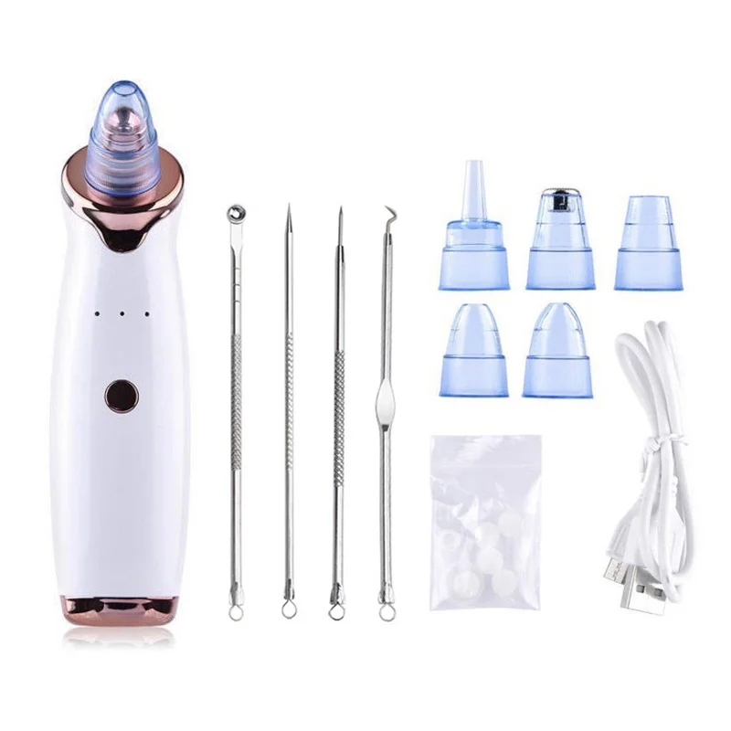 

Portable Facial Pore Deep Cleaning Electric Blackhead Remover microdermabrasion Vacuum Blackhead Remove With Needles, White