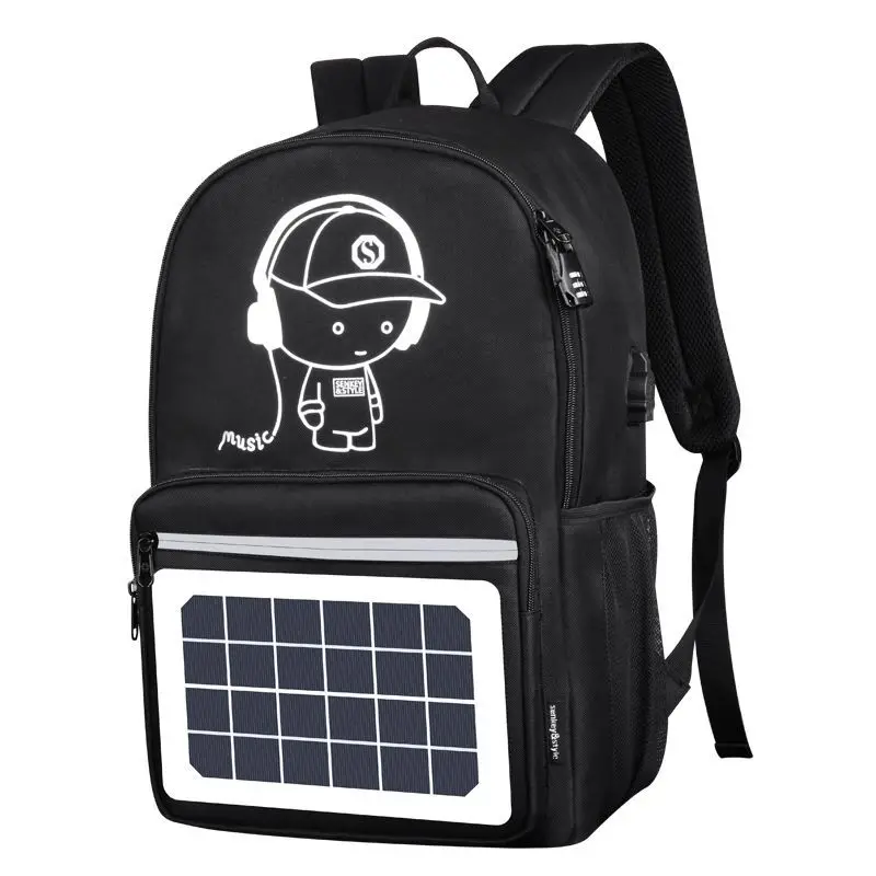 

New anti theft bag water proof eco friendly usb charging business men bagpack laptop travel bags solar backpack, Black,grey