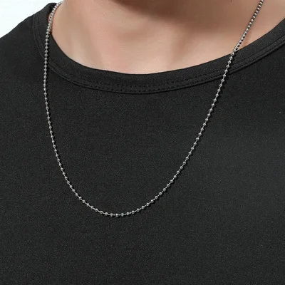 

Hip Hops Stainless Steel Circle Beaded Necklace Round Beads Necklace For Punk Men