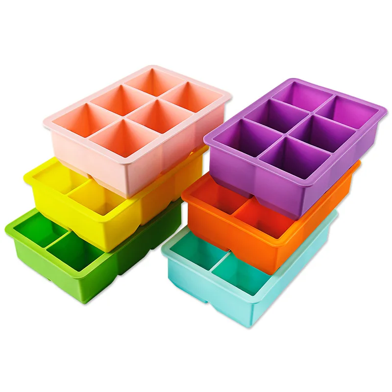 

Home Food Grade Multifunctional Square Unique Soft Silicone Funnel Cute Ice Cube Tray With Lid