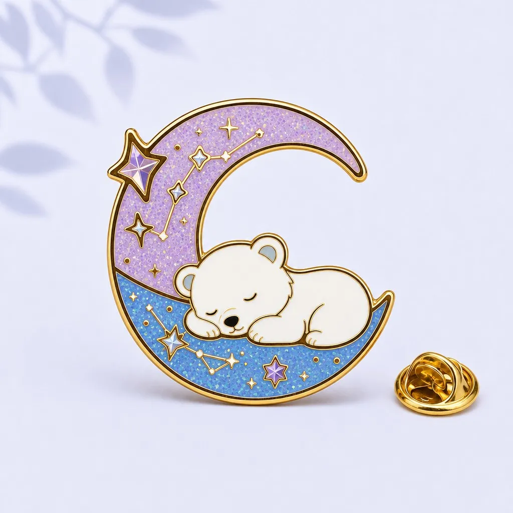 Sleeping Polar Bear Cub Enamel Pin