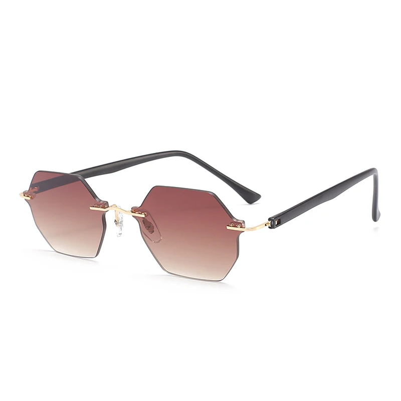 

New model fashion rimless small glasses trendy unisex women men shades, 5 colors in stock