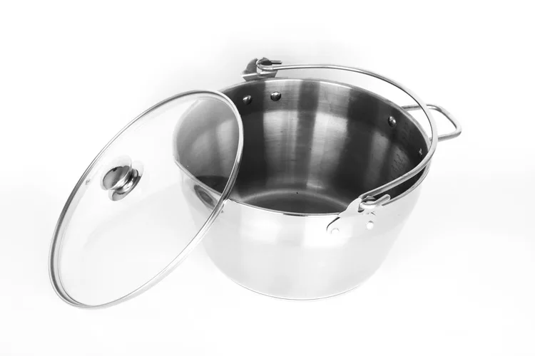 
9L Stainless Steel Jam Pans 30cm Maslin Pan with Glass Lid 