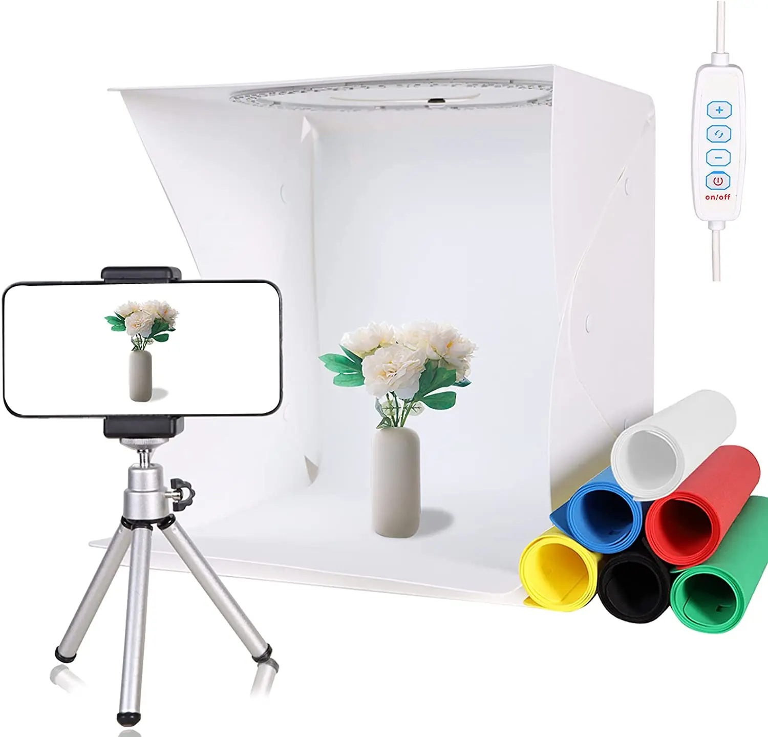 

Ring Light Panel 120 LED Bead 3200-6500K White Warm Soft Color Brightness Adjustable 6 Background Portable Photo box