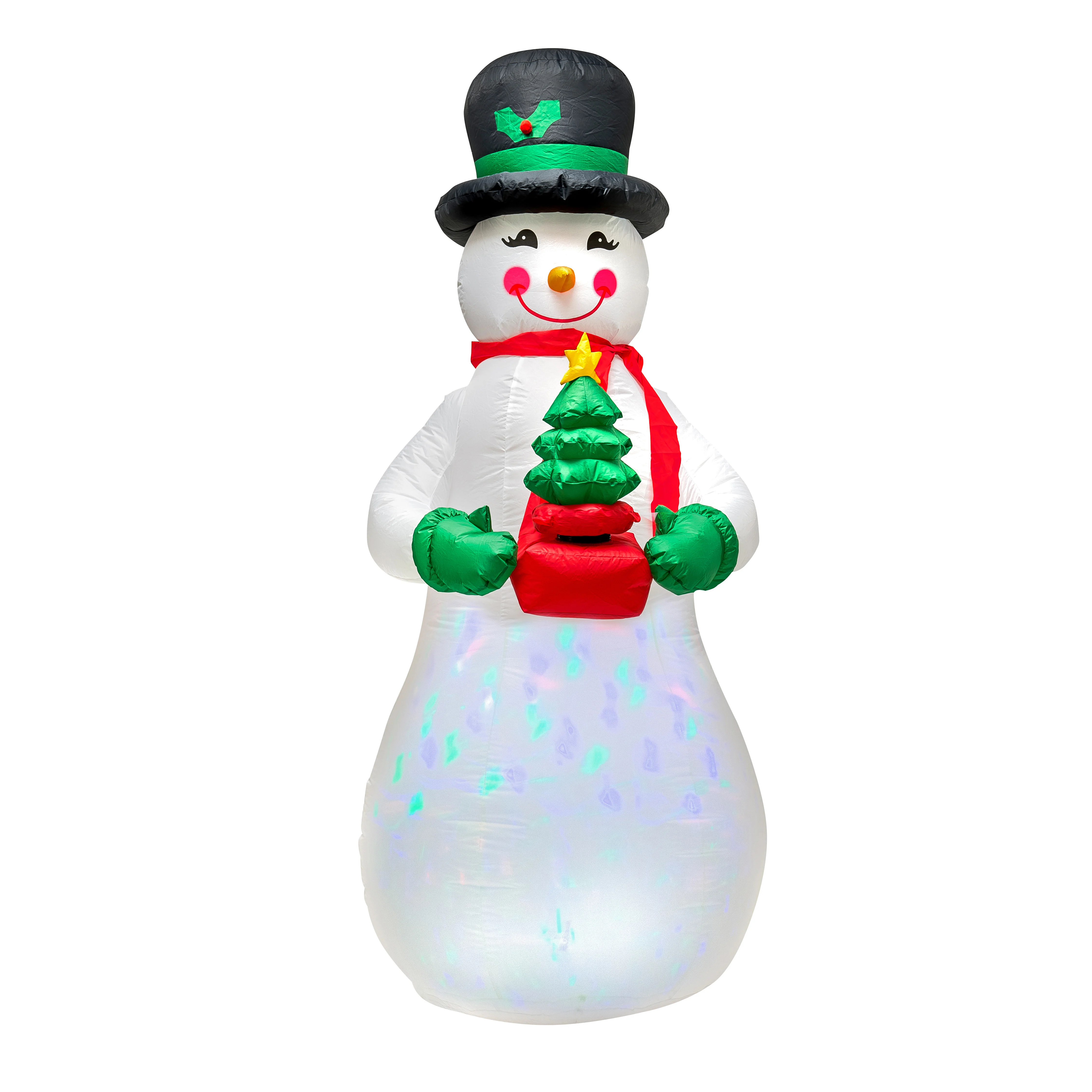 Adaptor 94.5in  1L Revolving RGB  LED Inflatable Snowman Christmas Motif Light For Outdoor Decor