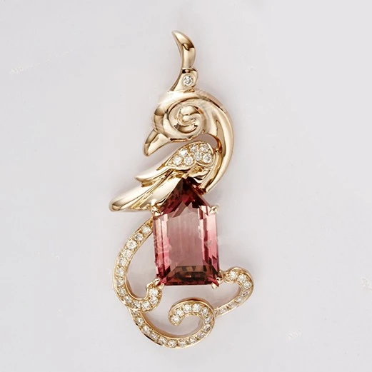 

18K gold inlaid tourmaline pendant processing 14K Gold Inlaid Diamond Pendant Inlaid tourmaline jewelry customization