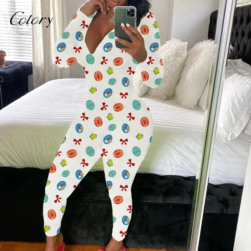 

Colory New Design Hot Women Nightgowns Jumpsuit Valentines Day Sleepwear Pattern Pajamas Easter Onesie, Customized color