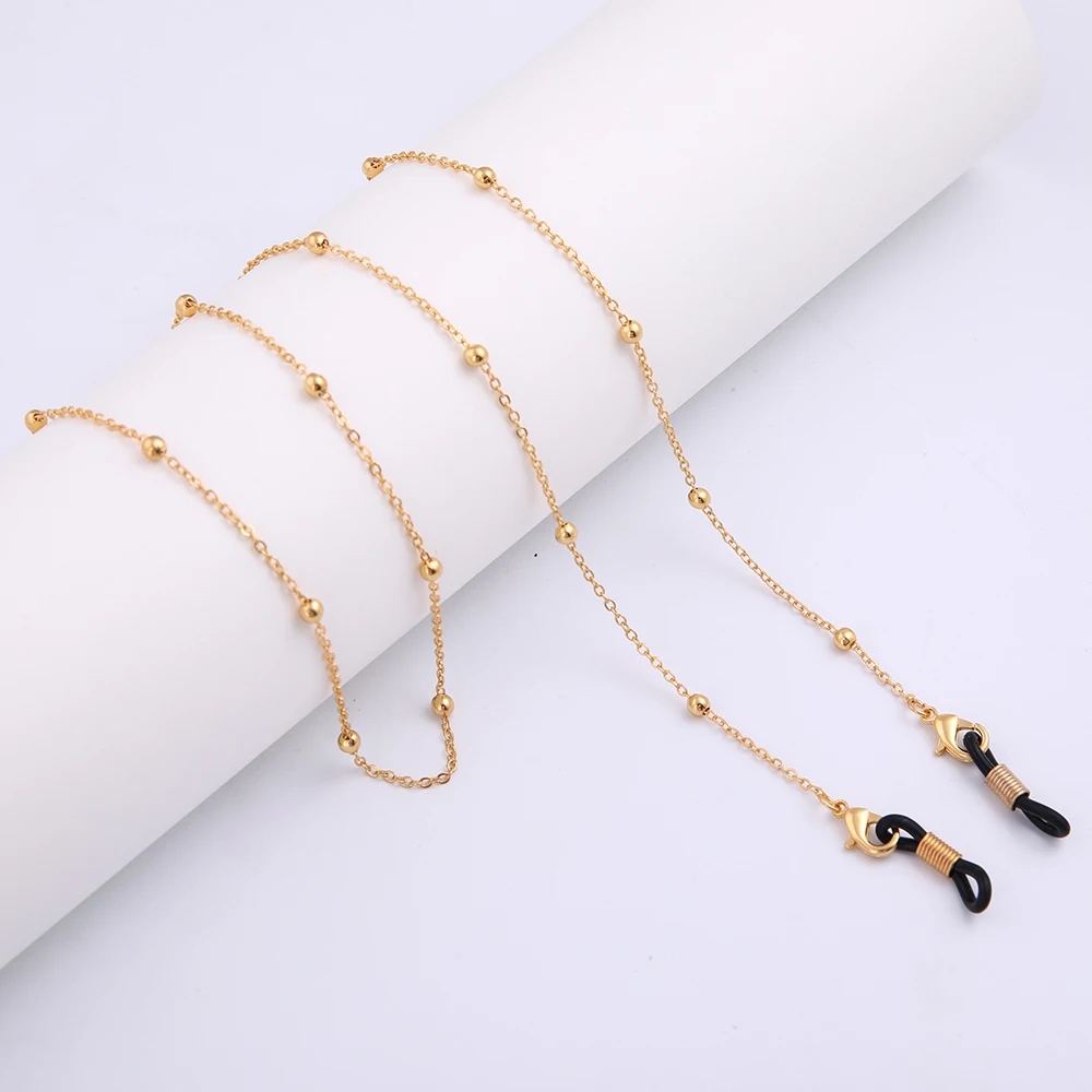 

2mm Beads Copper Silver Plating Reading Spectacles Cord Holder Metal Eye Beaded Gold Sunglasses Glasses Chain For Sunglasses