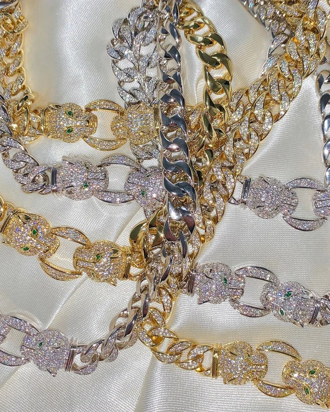 

hip hop leopard head cubic zirconia cuban chain bling men women necklace