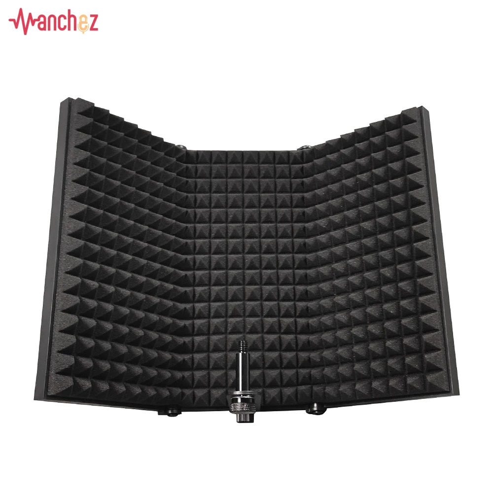 

Manchez plastic 3 door recording microphone reflection filter microphone portable vocal room shed sound isolation cover, Black