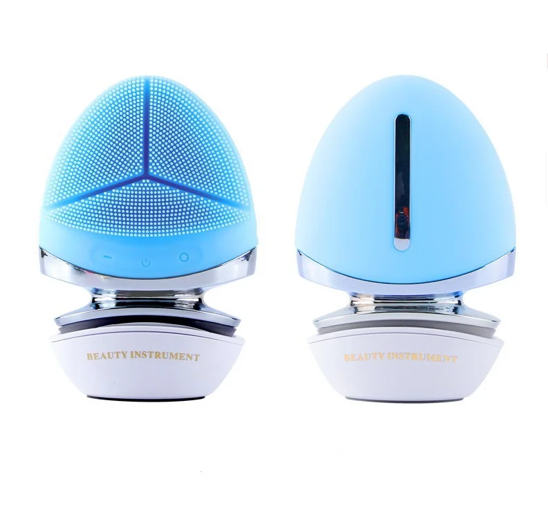 

Red & Blue LED Light Skin Care Device Rechargeable Waterproof Face Brush Use for Exfoliating Massaging Facial Cleansing Brush, Pink/green/blue