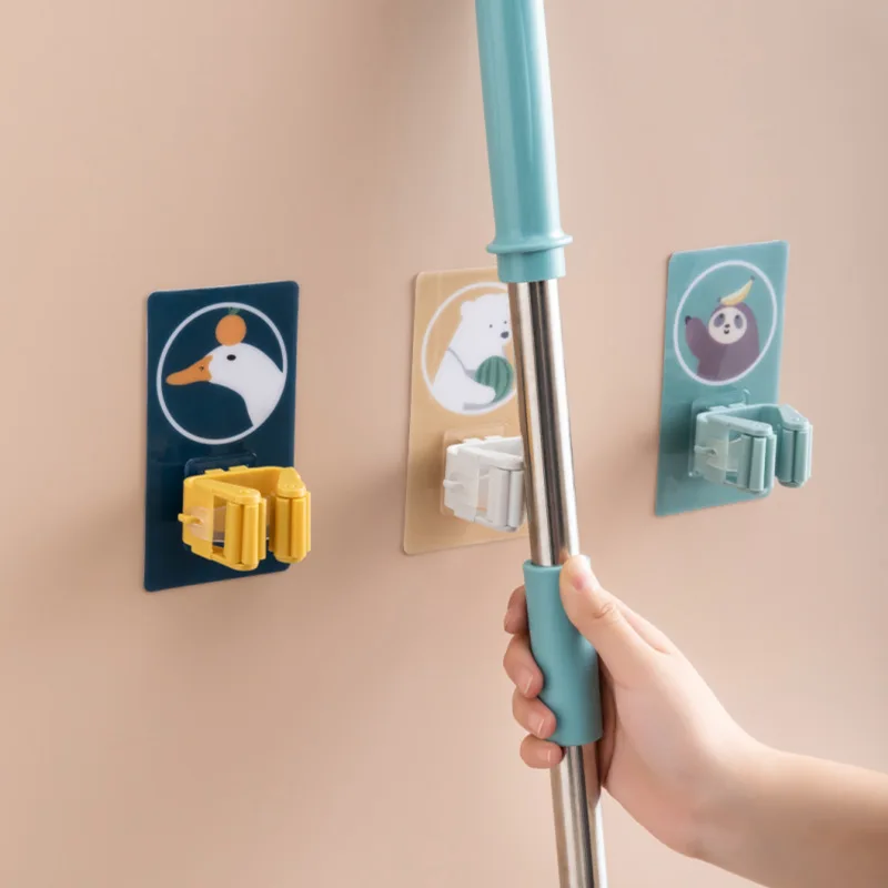 

cartoon sticky hook mop holder bathroom wall mount mop hook hanger