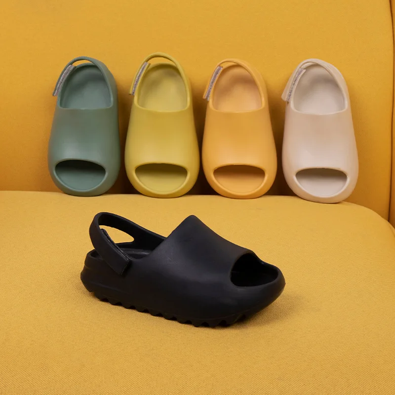 

Soft Thick Sole Slippers EVA Foam Kids Summer Yeezy Slide Sandals For Baby Boys Girls 2021