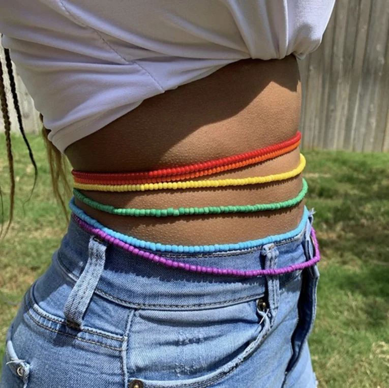 

Wholesale Amazon Waist Beads Belly Chain Body Jewelry for sexy women Bohemian Style Colorful Waist Chain For Women