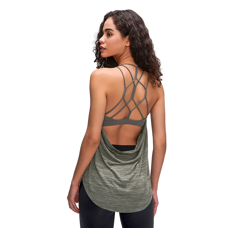 

Back Strappy Crossed Sports Yoga Vest Custom Women Exercise Clothes Fitness Gym Tank Top, Accept customized colors