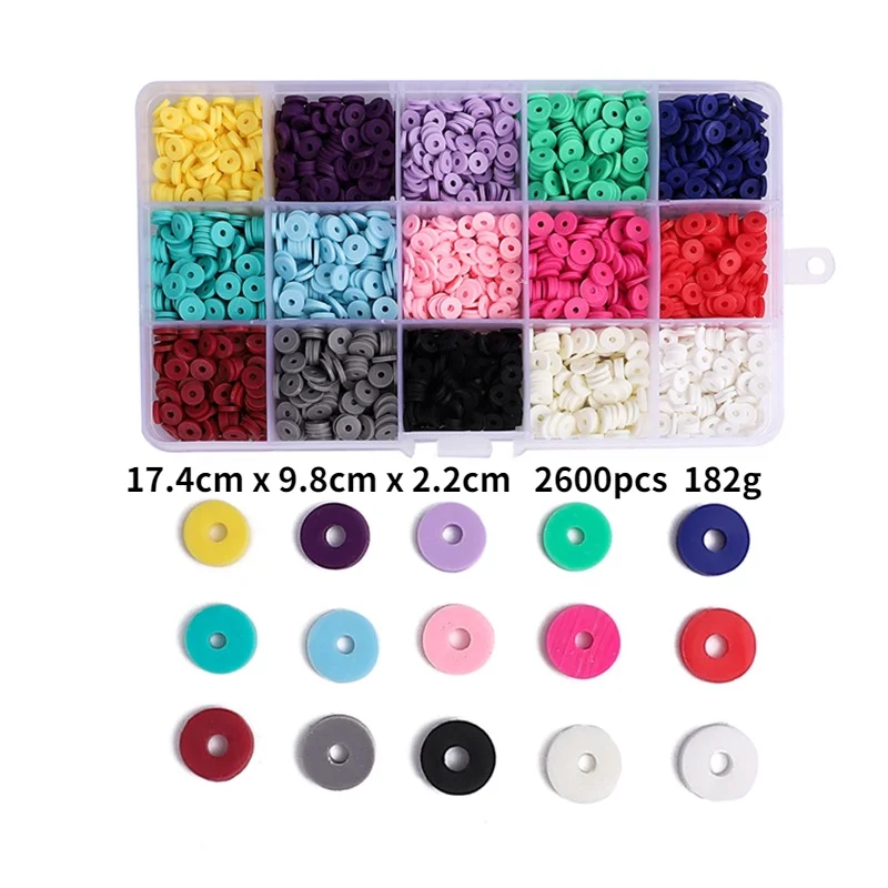 

Amazon Hot Sales  Colorful Flat Round Spacer Bead DIY Set Polymer Clay Beads Kit