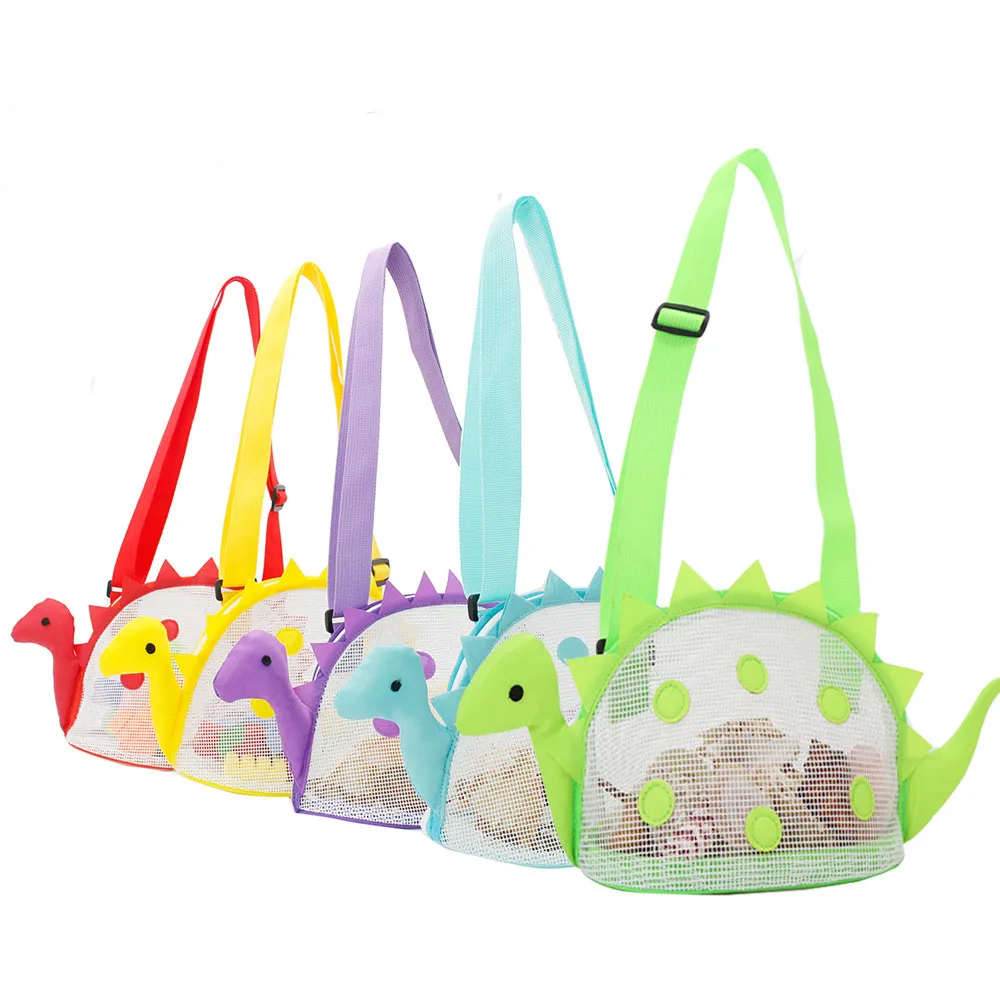 

Sand Pouch Portable Organizer Outdoor Mesh Tote Dinosaur Shell Toys Collecting Storage Bag Kids Sand Away Beach Bags