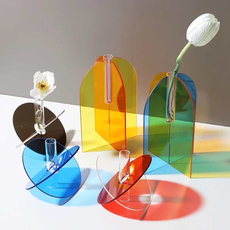 

New Collection Acrylic Vase Colorful Nordic Flower Holder Vase for Home Decoration