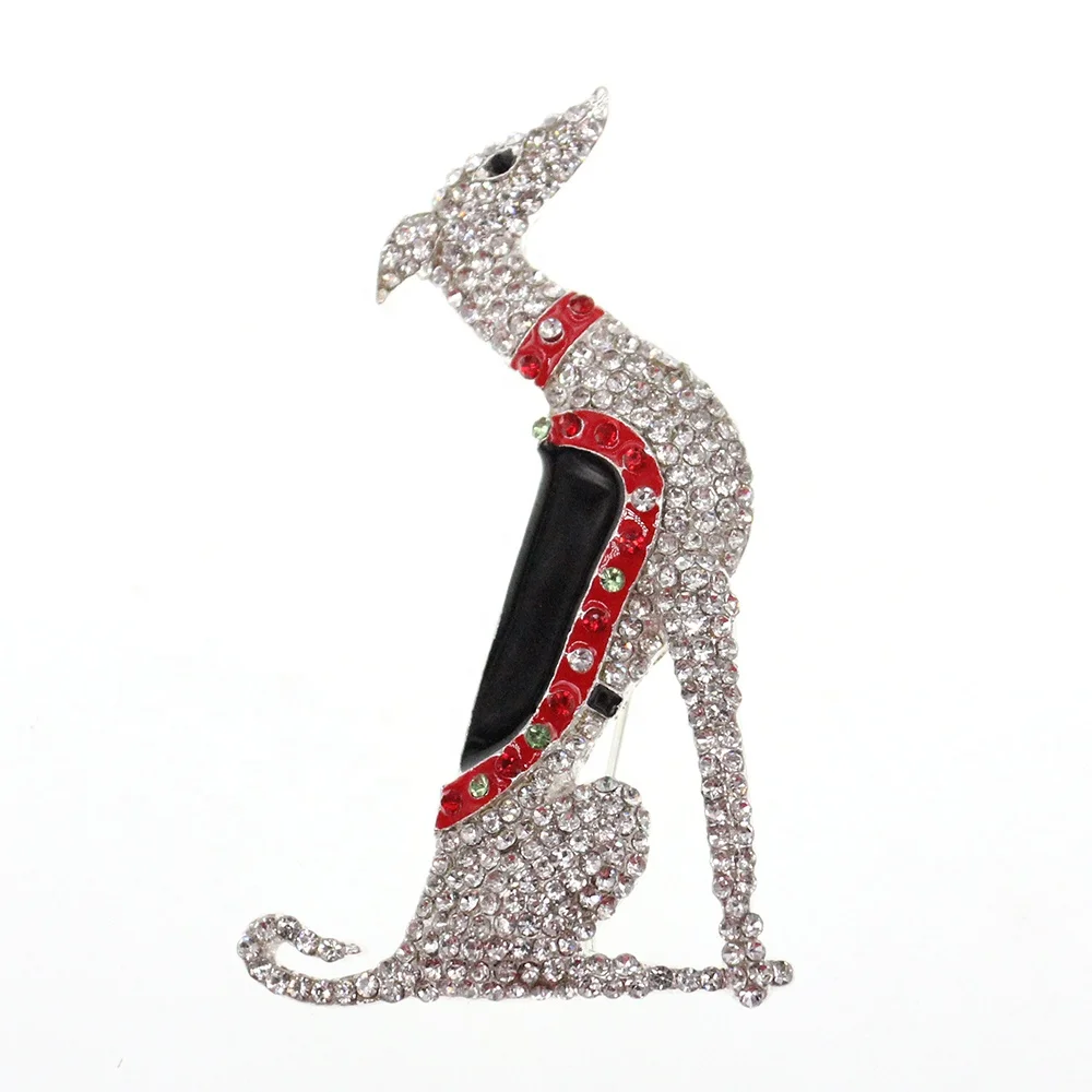 

Fashion Jewelry Silver Plated Greyhound /Scotty Borzoi Hound Dog /Puppy Canine Rhinestone Enamel Animal Pin Brooch