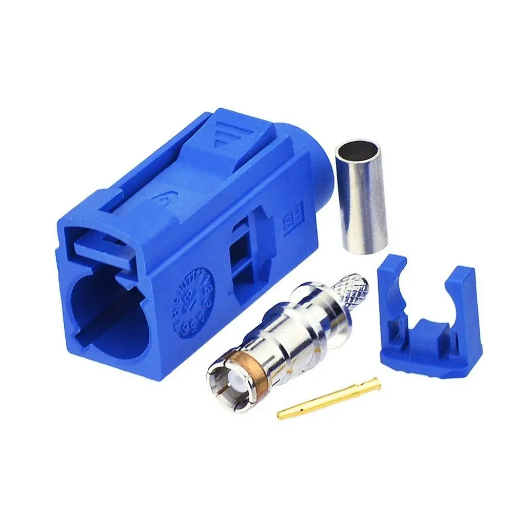Fakra C Vrouwelijke Blauw Crimp Soldeer Connector Voor Auto Gps Antenne