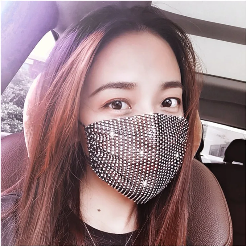 水钻水晶时尚奢华女人口罩水钻饰品性感金光闪闪钻石水晶口罩礼物