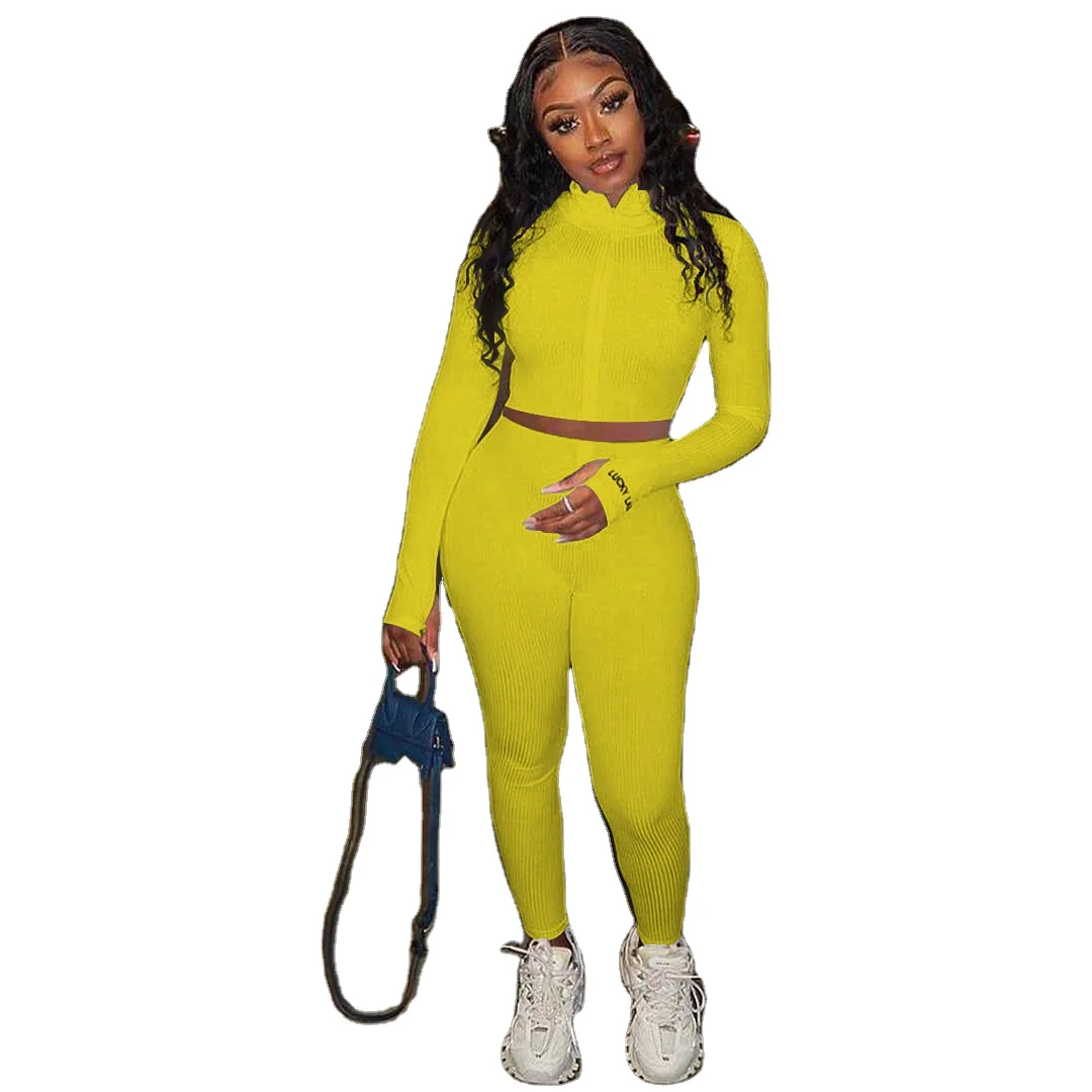 

Women clothing 2021 summer outfits skinny stretch two pieces set High elastic fitness tracksuit lucky label sets, Picture shows