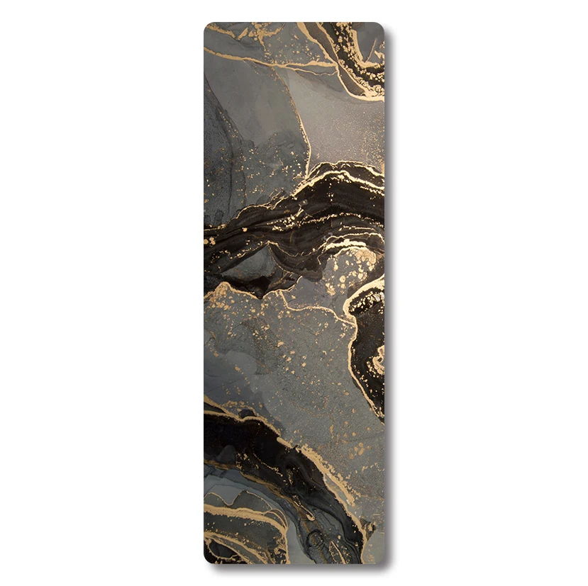 

2022 New Eco Anti-Slip Black Gold Uv Print Marble Pu Yoga Mat With Color Print