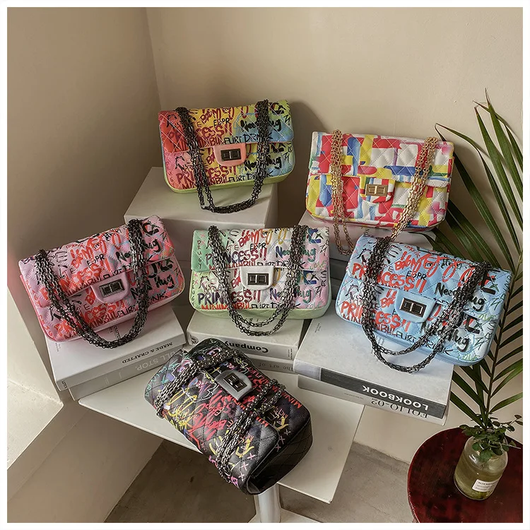 

graffiti bags designer handbags 2021 China factory wholesale purse and handbags women hand bag