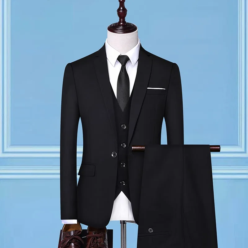 

Men's business Suit Fit latest slim fit business formal wedding 3 piece blazer suit set for men