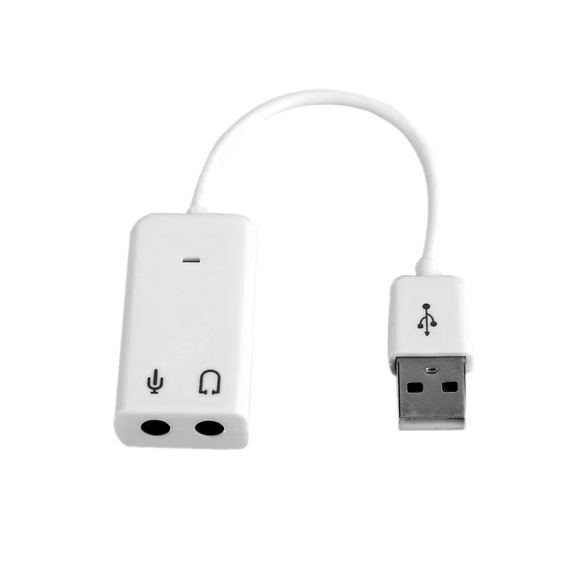 

Hot selling USB 7.1 channel external sound card driverless adapter, White