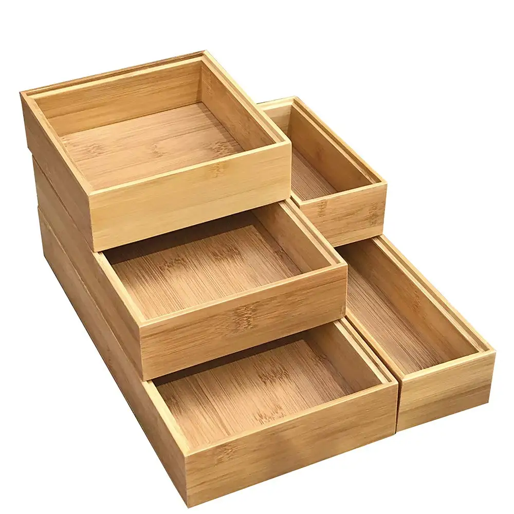 Bamboo Stackable Drawer Organizer And Desk Storage Boxtray For Office Suppliescraftssewing 6436