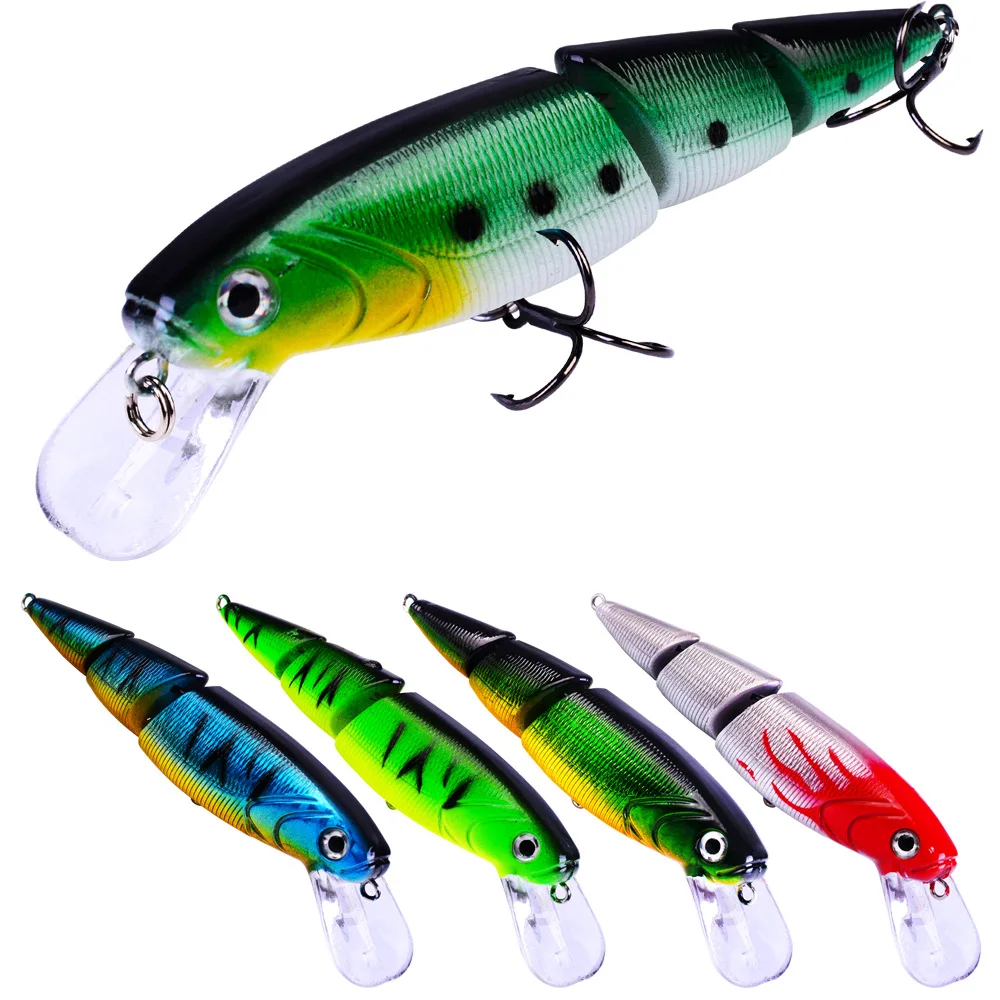 

Amazon High Quality Multi Jointed Hard Minnow Fish Baits 4 Rings Slow Sinking Minnow, 5 color