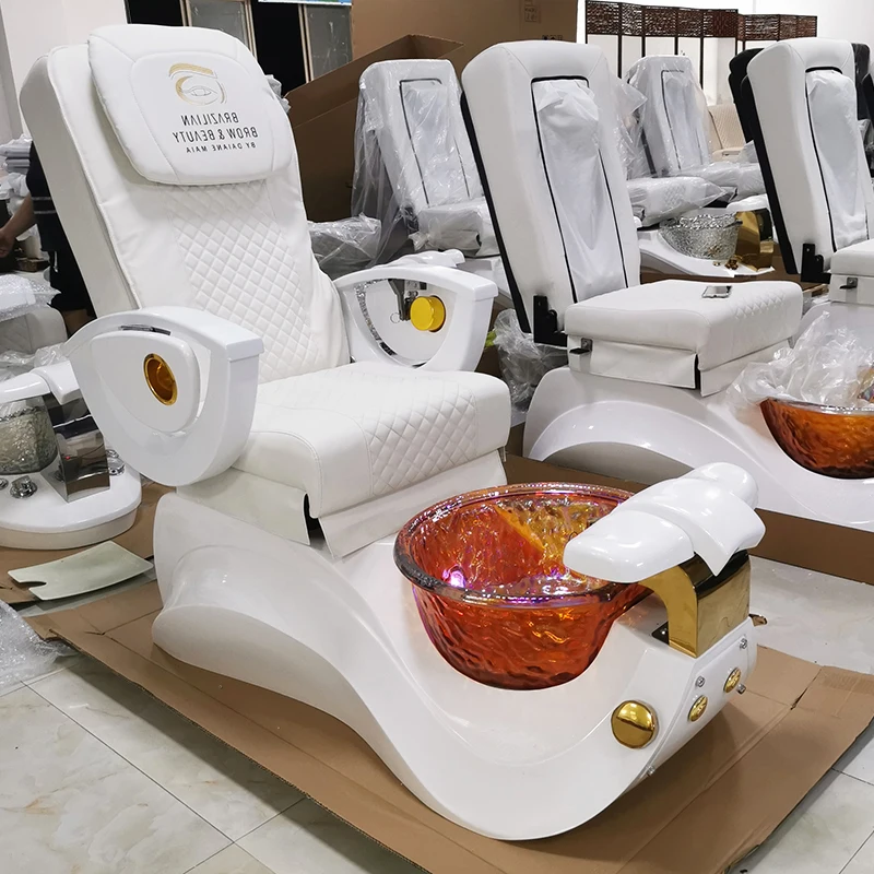 

Hot sale beauty salon equipment white gold manicure foot spa chair electric massage pedicure chair