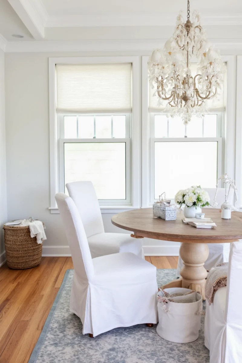 Styling slipcovered chair with layered textures