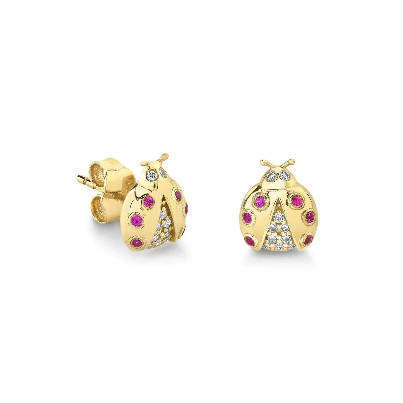 

LOZRUNVE 14k Gold 18k Gold Plated 925 Silver Colored CZ Ladybug Cute Stud Earring Jewelry