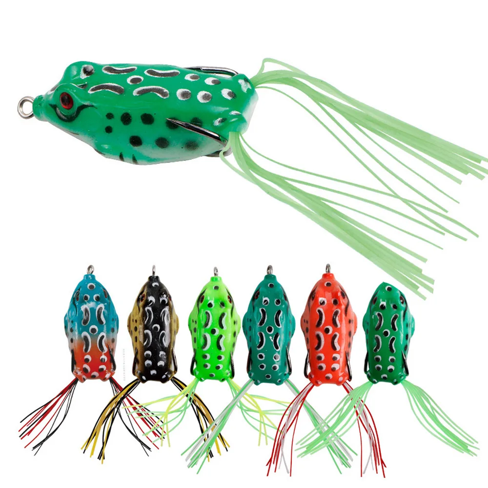 

4cm/5cm/6cm Topwater Fishing Baits Silicone Floating Wobblers Minnow Crankbait Soft Frog Fishing Lures, 6 colors