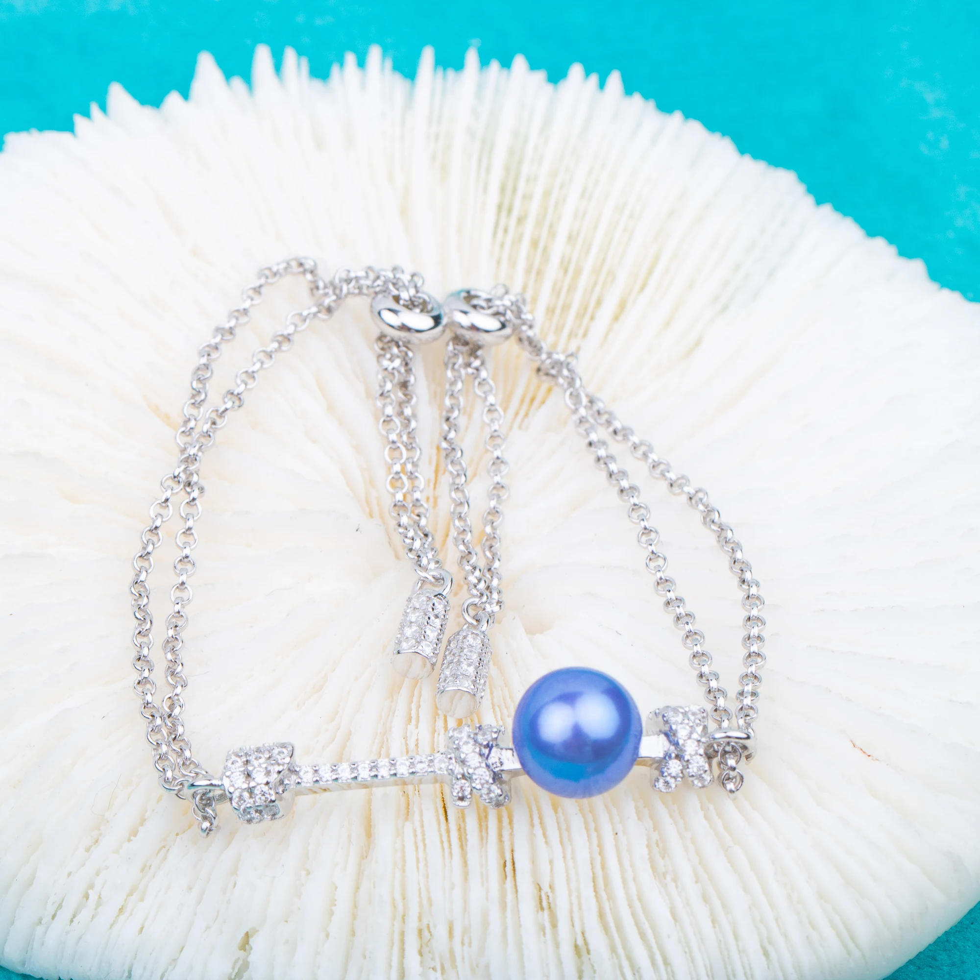 

b030204 DIY 7-8mm Natural Freshwater pearl bracelet accessory 925 sterling silver adjustable chain bracelet for women