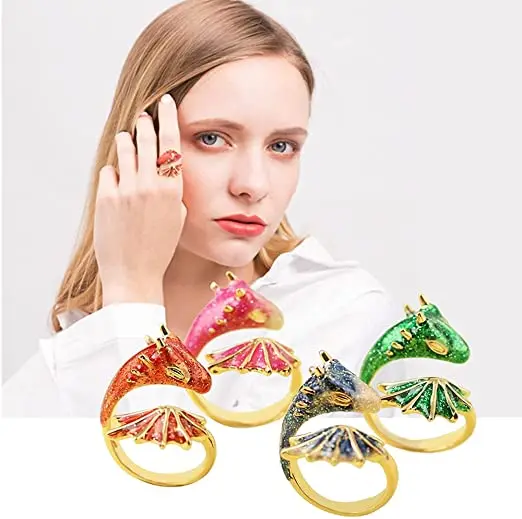 

2021 Hot Sale  Cute Animal Rings Lucky Finger Pet Rings Golden Dragon Rings For Women And men, As picture