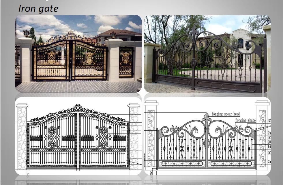 2019 Modern Used Decorative Wrought Iron Door Gate Design