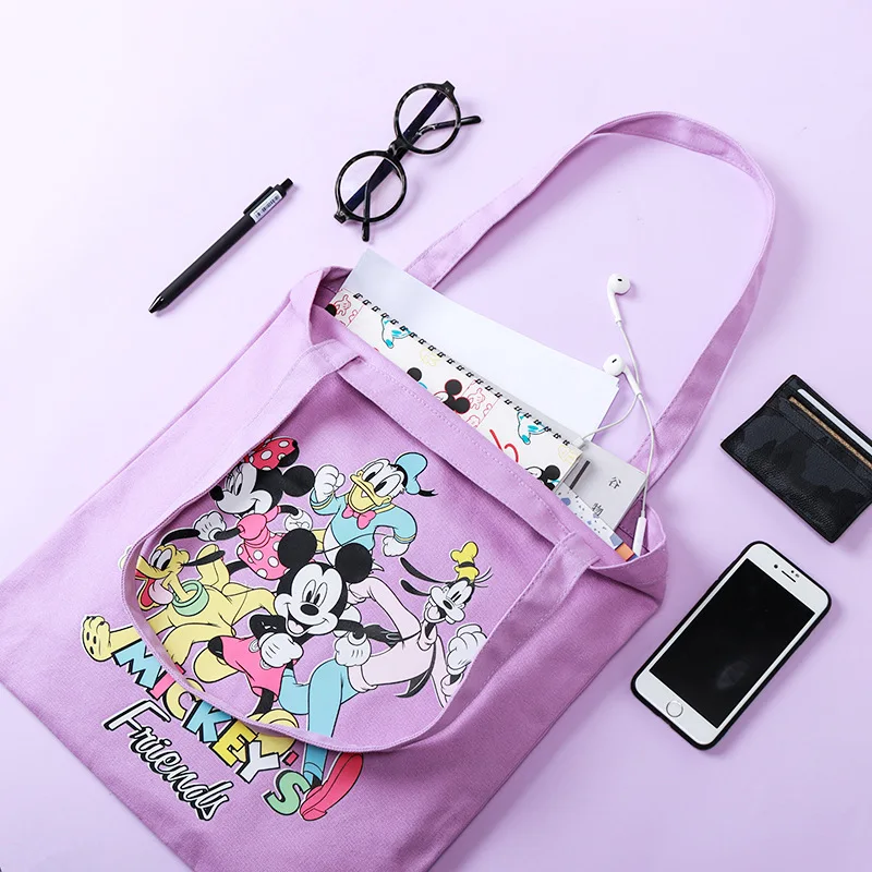 

Disney Printed Cartoon Logo Large Reusable Foldable Fabric Canvas Women Shopping Tote Bag