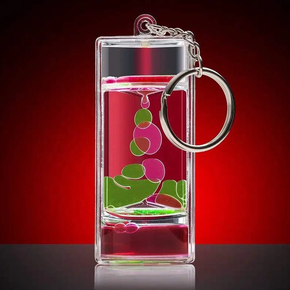 

Clear Plastic Acrylic Liquid Sand Timer Keychain Aqua Hourglass Keyring