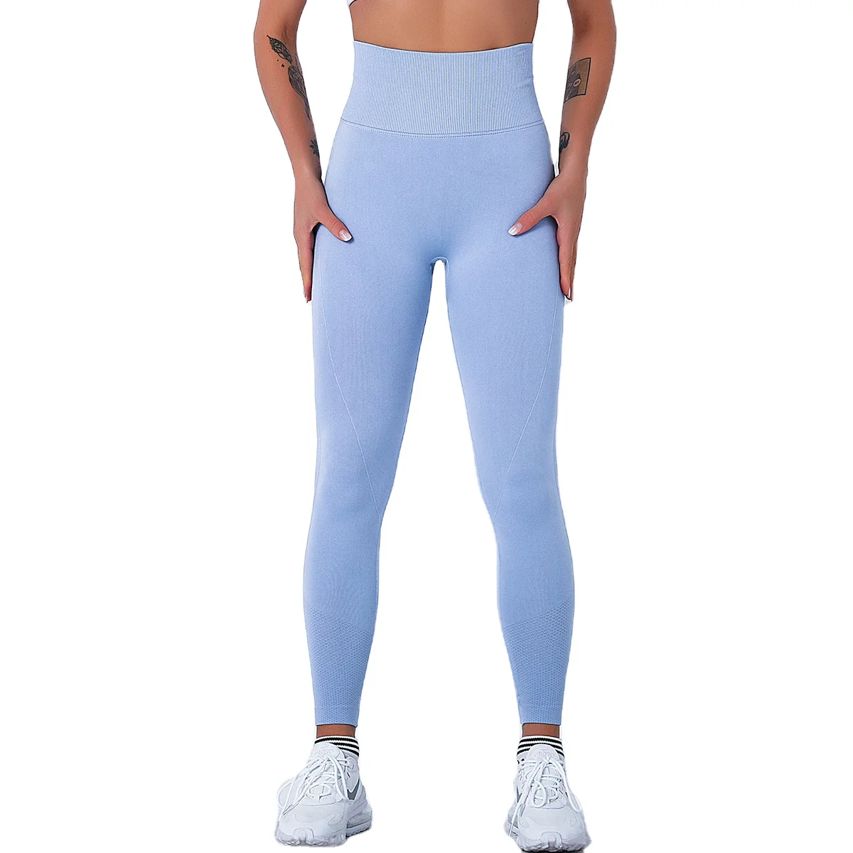 

Knitted peach hip lifting moisture absorption and perspiration yoga pants, exercise fitness pants, sexy hip showing women's Legg, Customized colors