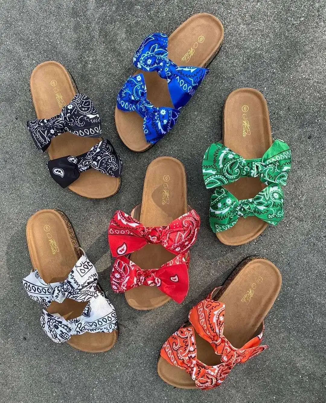 

2019 Summer African Women's Sandals Butterfly-knot Outside shoes Ladies Leopard Print Bow Flat Slippers, Picture color