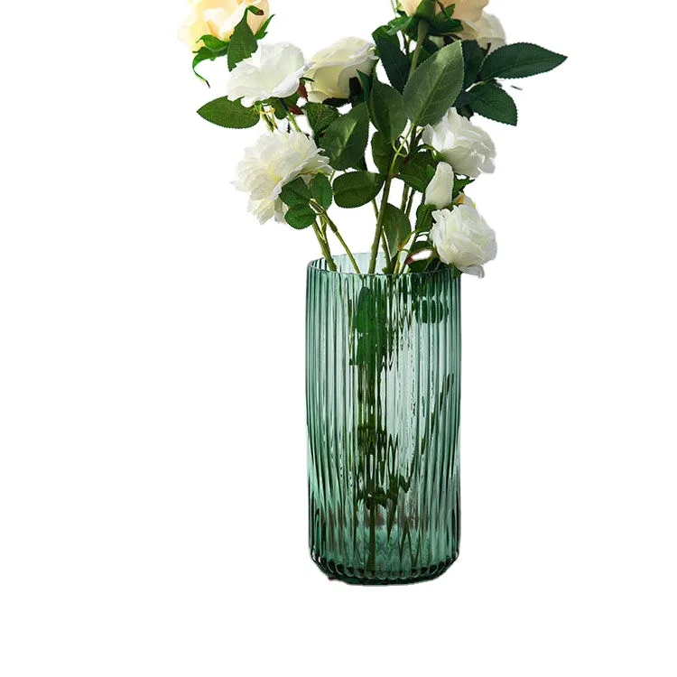 

European style vertical pattern cylinder glass ornaments vase crafts glass ornaments, Picture