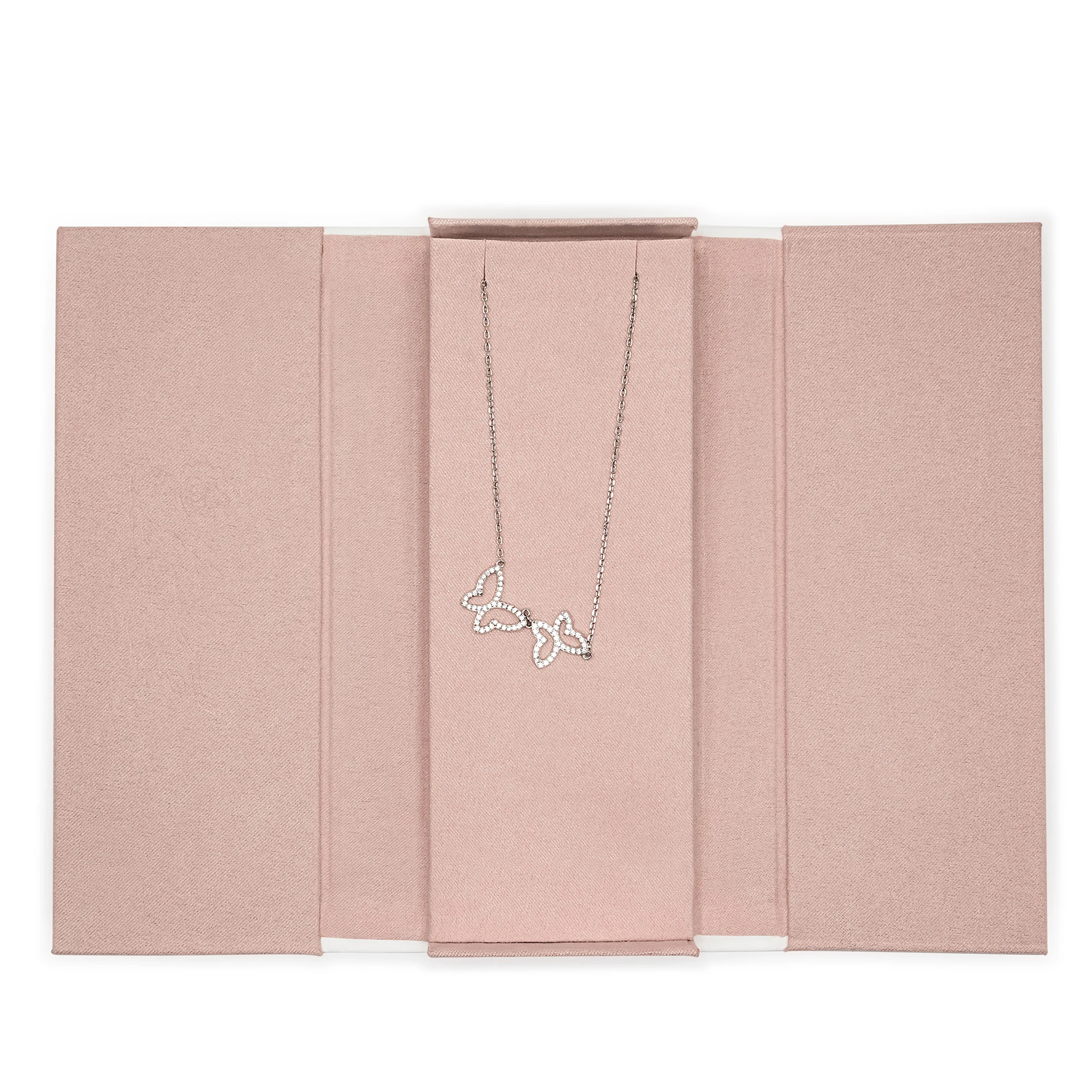 

Spot wholesale Environmental protection necklace box jewelry gift packaging, White+pink