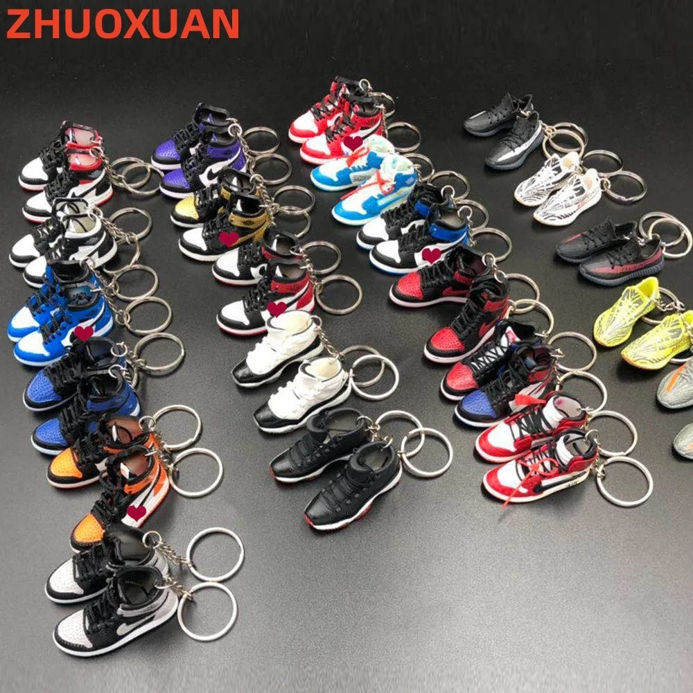 

True Manufacturer Wholesale PVC Rubber 3D Gym Athletic Sport Footwear Casual Shoes Keychains Plastic Mini Sneaker Key Ring Chain